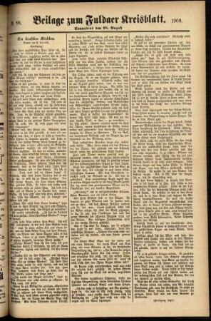 Zweite Ausgabe vom Samstag, den 18. August 1900.