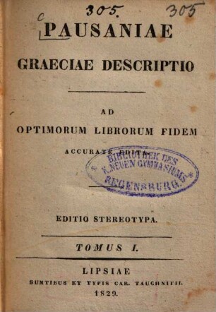 Pausaniae Graeciae descriptio : ad optimorum librorum fidem accurate edita, 1