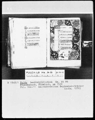 Stundenbuch — Kalenderseite Oktober, Folio 11recto