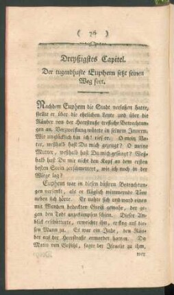 Dreyßigstes Capitel. Der tugendhafte Euphem setzt seinen Weg fort.