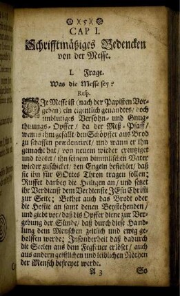 Cap I. Schrifftmäßiges Bedencken von der MEsse.