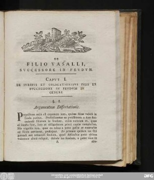 Caput I. De Iuribus Et Obligationibus Filii Ex Successione In Feudum In Genere.