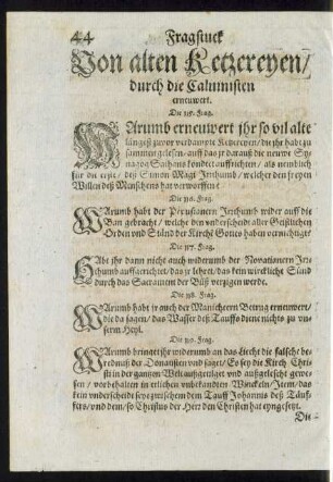 Von alten Ketzereyen/ durch die Calvinisten erneuwert.