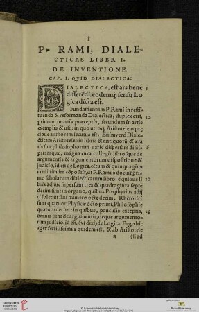 P. Rami, Dialecticæ liber I: De inventione