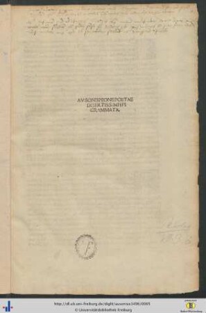 Titelblatt mit handschriftlichen Eintragungen