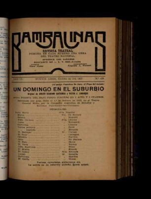 Un domingo en el suburbio : agua fuerte del bajo fondo porteño en 1 acto y 3 cuadros