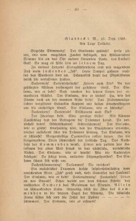 Gladbeck i. W., 10. Sept. 1908. Am Tage Tolstois