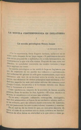 La novela contemporánea en Inglaterra