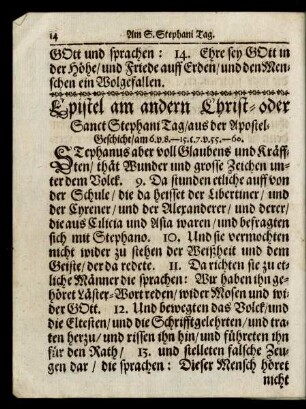 Epistel am andern Christ oder Sanct Stephani Tag/ aus der Apostelgeschichte/ ...
