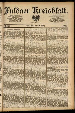 Erste Ausgabe vom Samstag, den 30. März 1901.