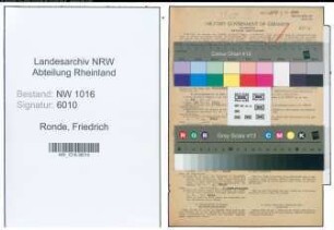 Entnazifizierung Friedrich Ronde , geb. 18.09.1896 (Zollbeamter)
