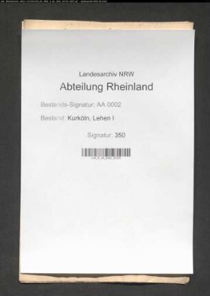 Vorstellungen der rheinischen Ritterschaft beim Kurfürsten
