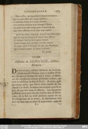 CLVIIII. Historie de Democede, célèbre Medecin.