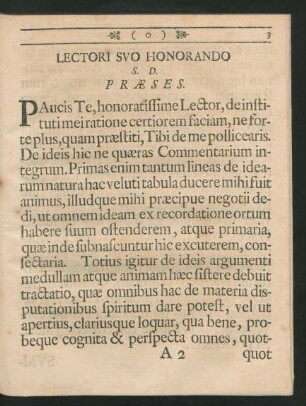 Lectori Svo Honorando S. D. Praeses
