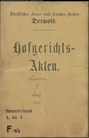 Feuerborn, Kaufmann zu Herford gegen Johann Töns Wolff in Oerlinghausen - Schuldforderung