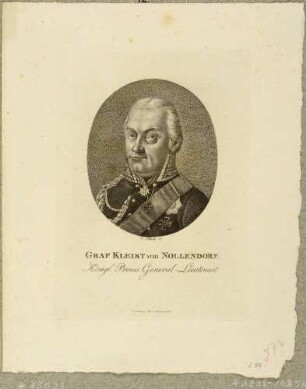 Bildnis des preußischen Offiziers und Generalleutnants Friedrich Graf Kleist von Nollendorf, Brustbild in Uniform nach links