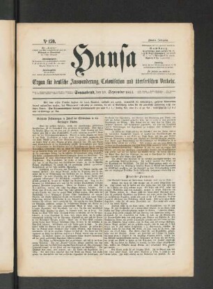 No. 159. Sonnabend, den 10. September 1853.