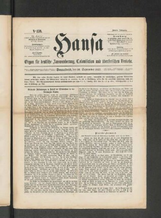 No. 159. Sonnabend, den 10. September 1853.
