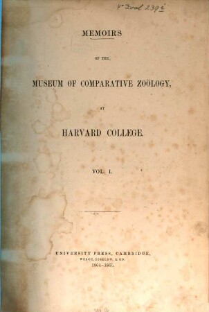 Illustrated catalogue of the Museum of Comparative Zoology. 1, Ophiuridae and Astrophytidae