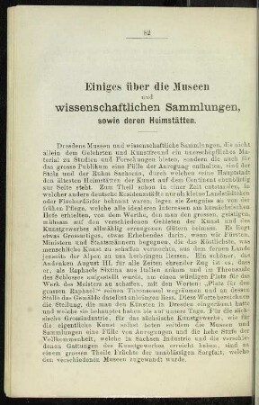 Einiges über die Museen und wissenschaftlichen Sammlungen, sowie deren Heimstätten