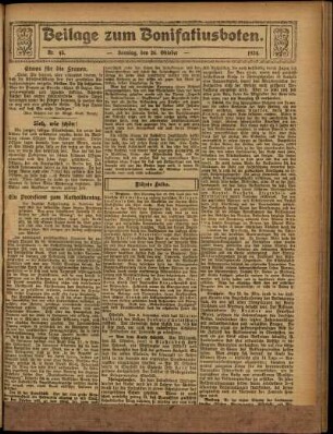 Zweite Ausgabe vom Sonntag, den 26. Oktober 1924.
