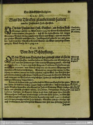 Cap. XVI. Von der Schöpffung