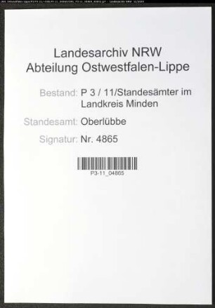 Sterberegister Standesamt Oberlübbe