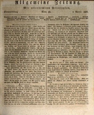 Allgemeine Zeitung. 1827, Nro. 91 - 181 = 4 - 6