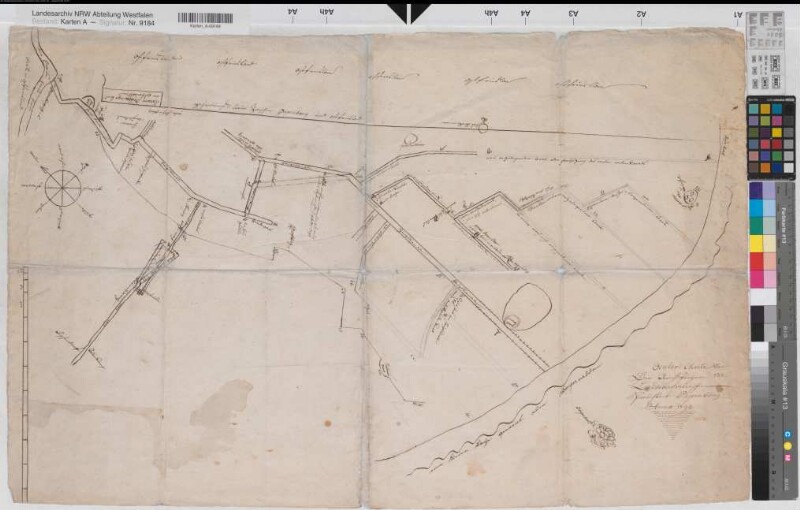 Papenburg (Herrlichkeit) Okularplan der Landsberg-Velenschen Herrlichkeit Papenburg 1793 100 Ruten? = 6,4 cm 59,5 x 95 Skizze Landsberg-Velen Nr. 213