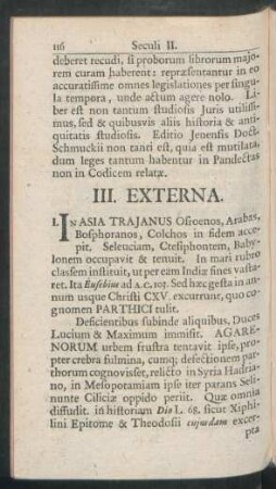 III. Externa.