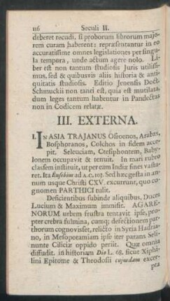 III. Externa.
