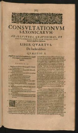 Consultationum Saxonicarum ... Liber Quartus. De Iudicialibus.