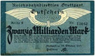 Geldschein, 20 Milliarden Mark, 19.10.1923