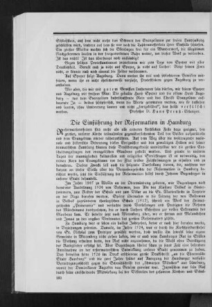 Die Einführung der Reformation in Hamburg