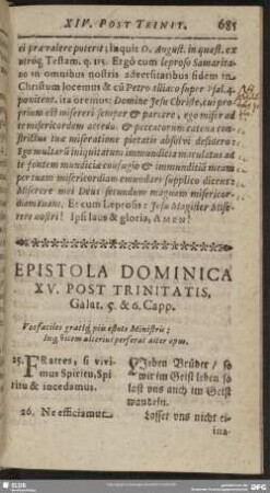 Epistola Dominica XV. Post Trinitatis Galat. 5. & 6. Capp.