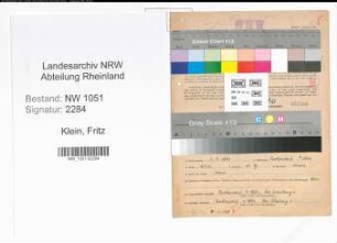 Entnazifizierung Fritz Klein , geb. 05.09.1894 (Bahnbeamter)