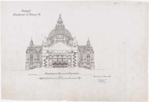 Stadttheater, Freiburg: Querschnitt durch das Foyer 1:200