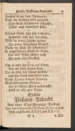 Sechste Paßions-Andacht.