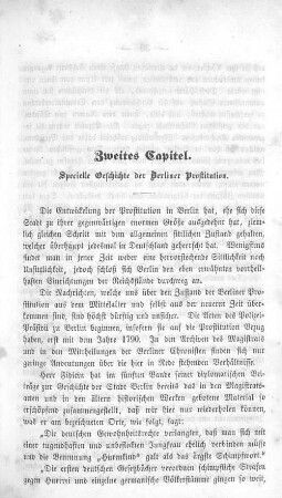 Zweites Capitel. Specielle Geschichte der Berliner Prostitution.