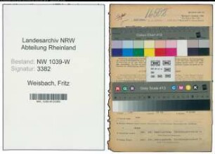 Entnazifizierung Fritz Weisbach , geb. 30.01.1908 (Kaufmann)