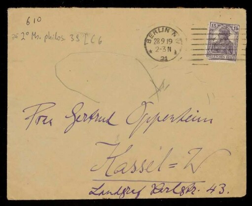 Brief von Franz Rosenzweig an Gertrud Oppenheim