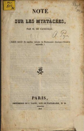 Note sur les Myrtacées