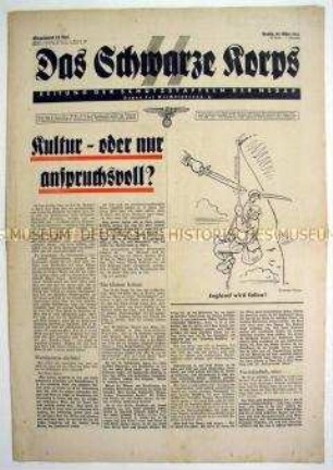 Wochenzeitung der SS "Das Schwarze Korps" mit Berichten zum Kriegsgeschehen