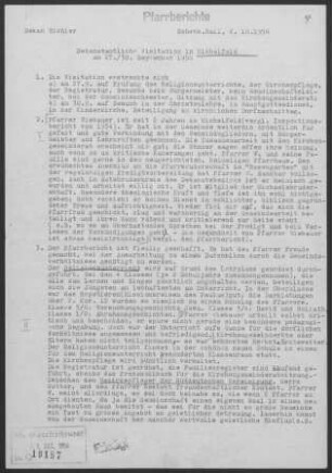 Michelfeld: Visitationsbericht mit Pfarrbericht 1956