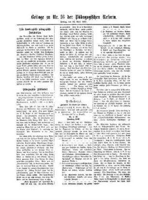 Alte hamburgische pädagogische Zeitschriften : Beilage zu No. 16 der Pädagogischen Reform
