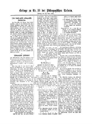 Alte hamburgische pädagogische Zeitschriften : Beilage zu No. 16 der Pädagogischen Reform