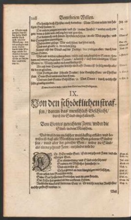 IX. Von den schröcklichen straffen/ darein das menschlich Geschlecht/ durch die Sünd eingefallen ist.