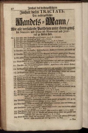 Innhalt dieses Tractats: Der wehrtgeschätzte Handels-Mann [...]