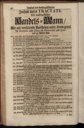 Innhalt dieses Tractats: Der wehrtgeschätzte Handels-Mann [...]