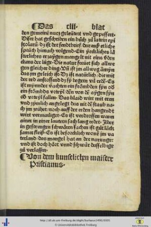 Von dem kunstlichen maister Pristianus